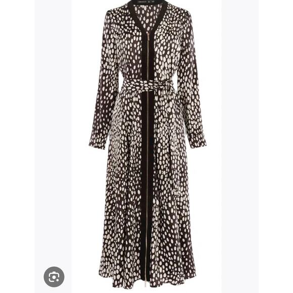 Karen Millen Black White Cheetah Animal Print Long Sleeve Midi Dress Size 4 NWT - Picture 4 of 13